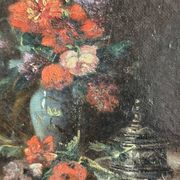Miniature still life, oil painting signed from the 19th century, French school.