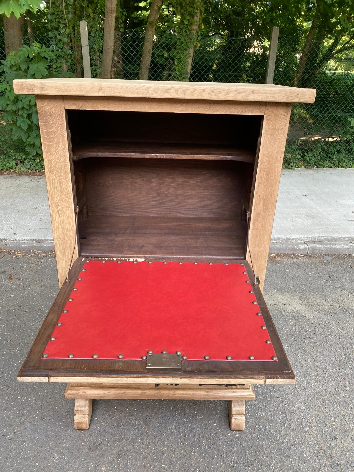 Renovated Spanish secretary in solid oak, 19th century
