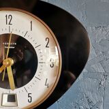 Vintage formica clock silent trapezoid wall clock "Black transistor star"