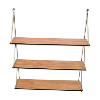 Scandinavian vintage floor 1960 wood and metal gold 1960, 70x60x13