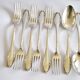 Table cover pearl 6 forks + 6 silver-plated metal spoons German Wellner Silber 21cm
