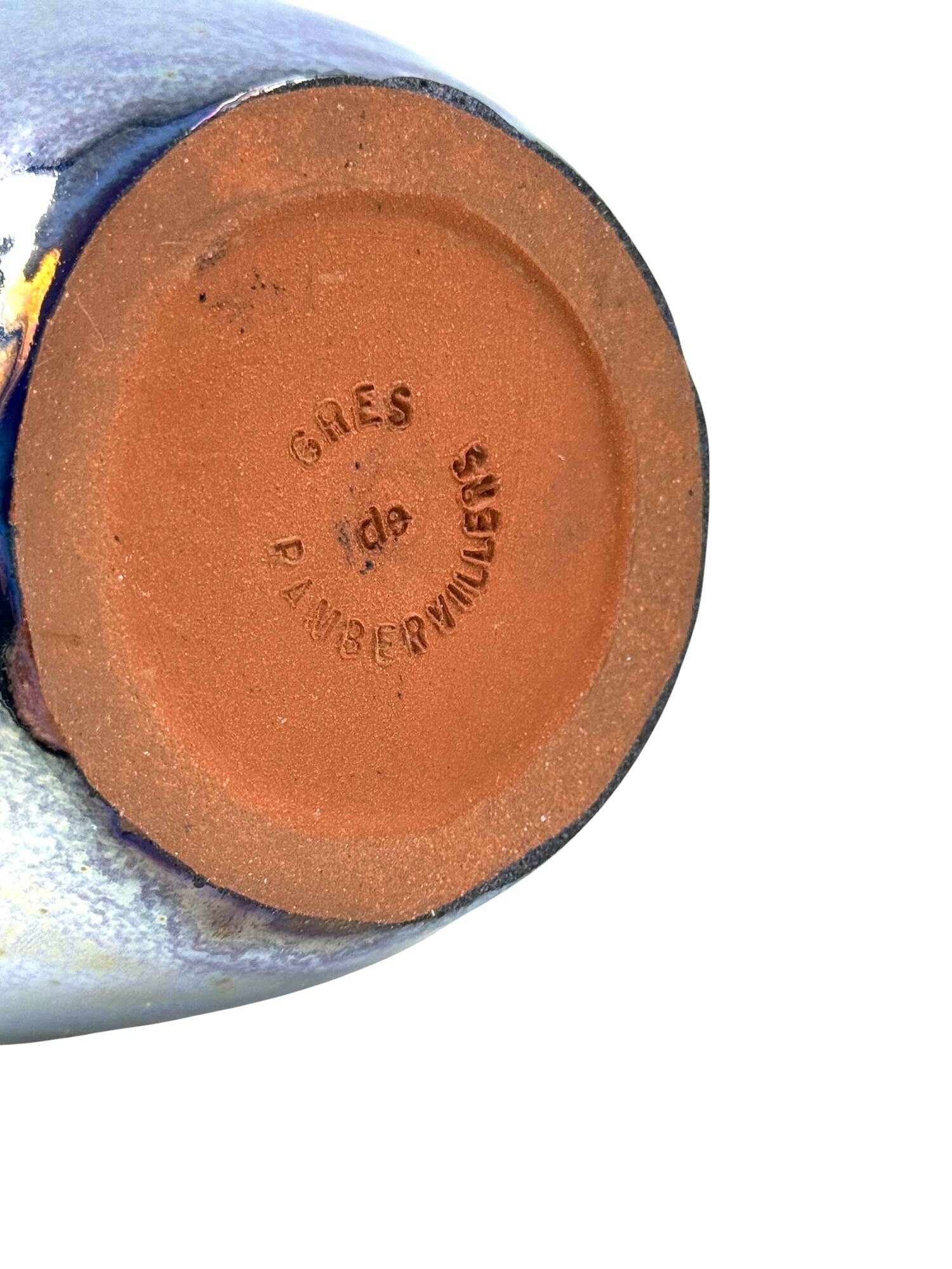 A. Cytère, modern iridescent gres vase, Rambervillers France 1950s