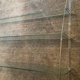 Half-moon design shelf in chromed metal and glass