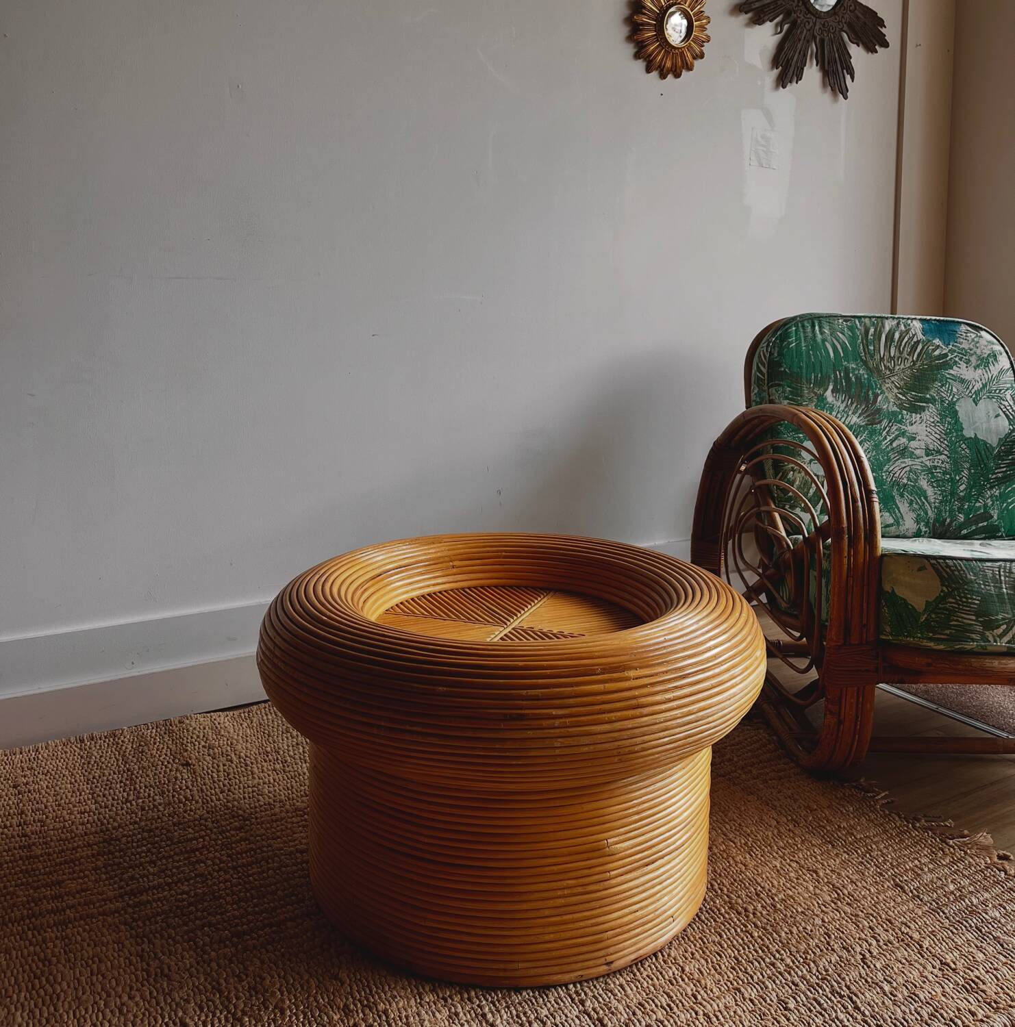 Table basse en rotin « Pencil Reed » de design italien Vivai del Sud