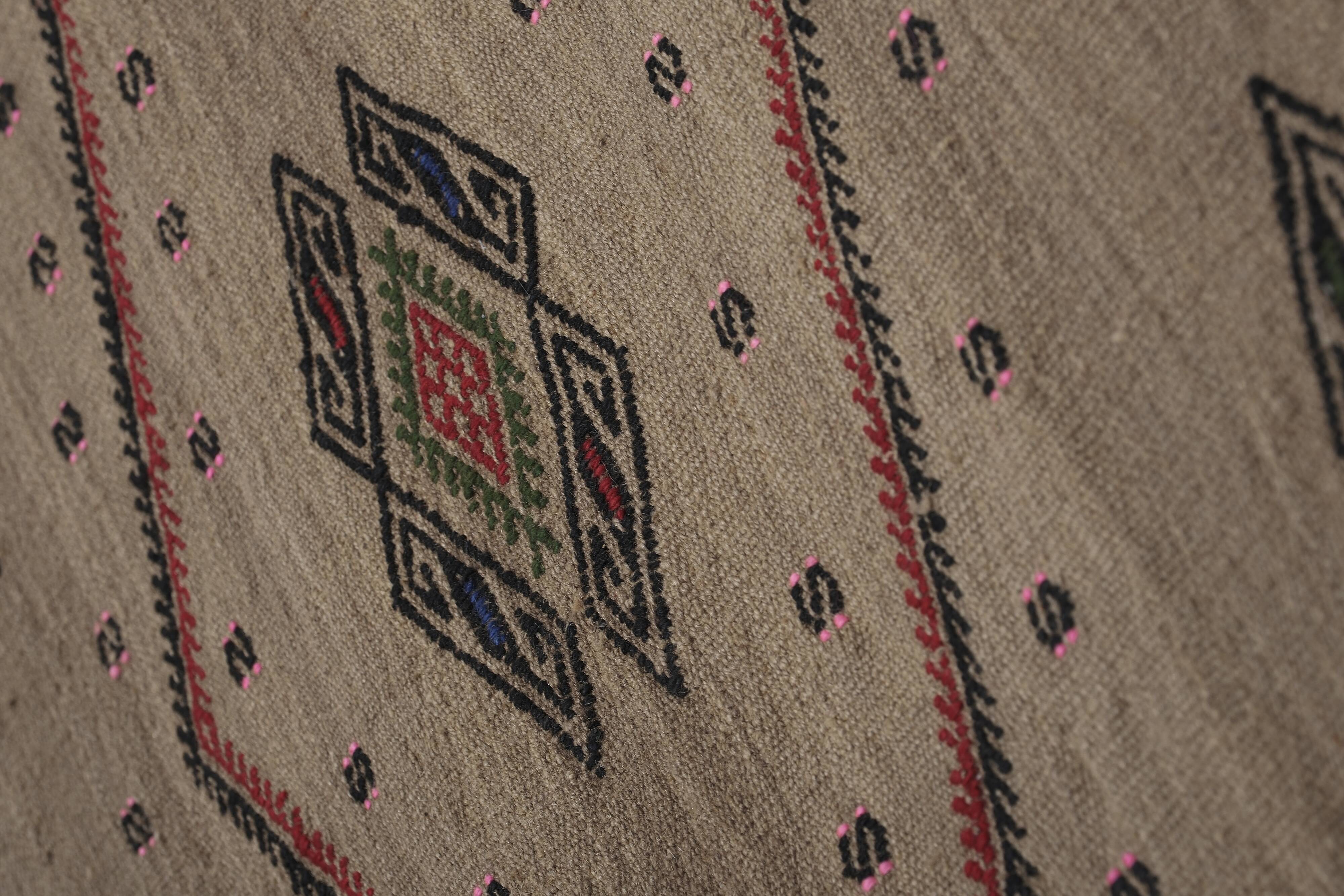 Vintage Turkish Oushak Handwoven Rug 55x376 cm