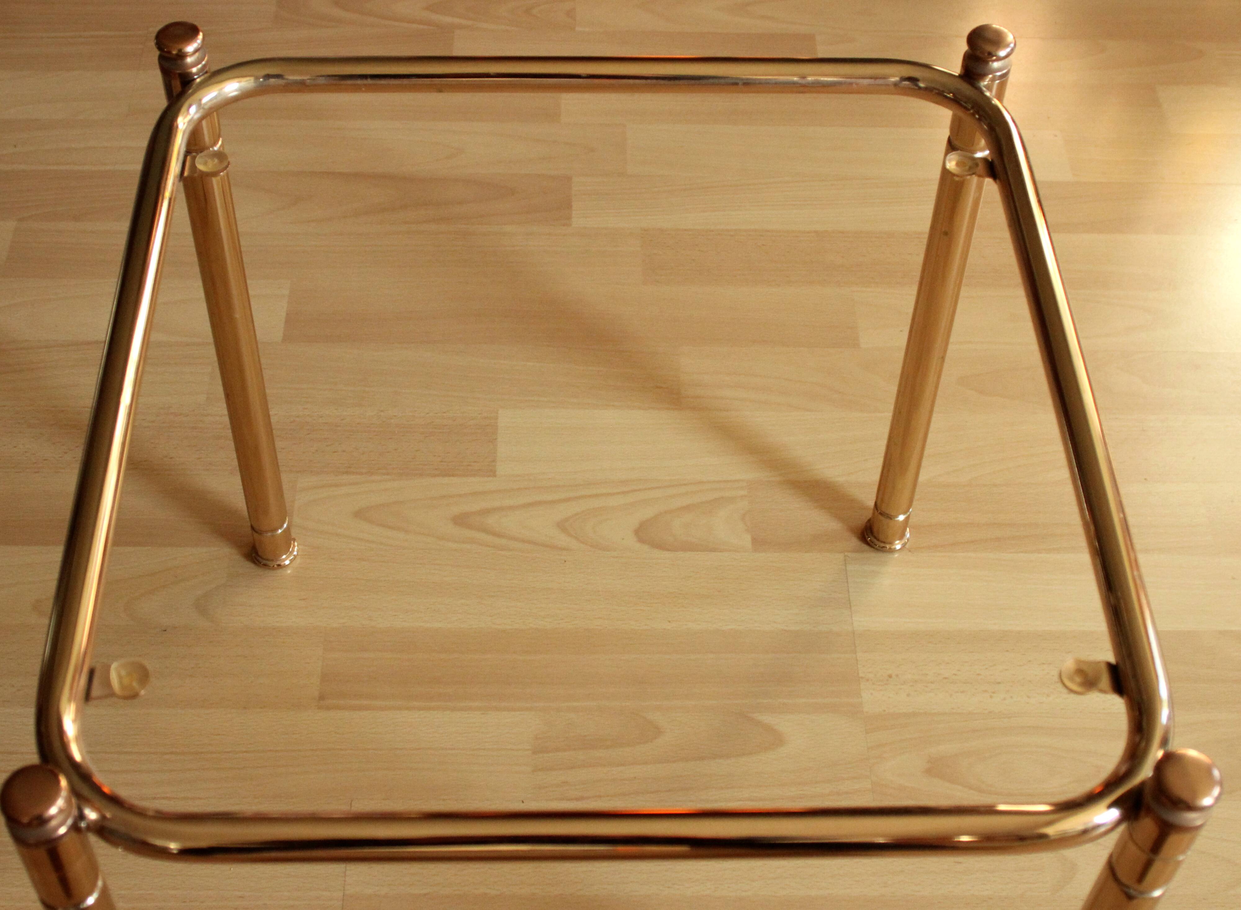 Space Age brass side table with smoked glass plate - vintage