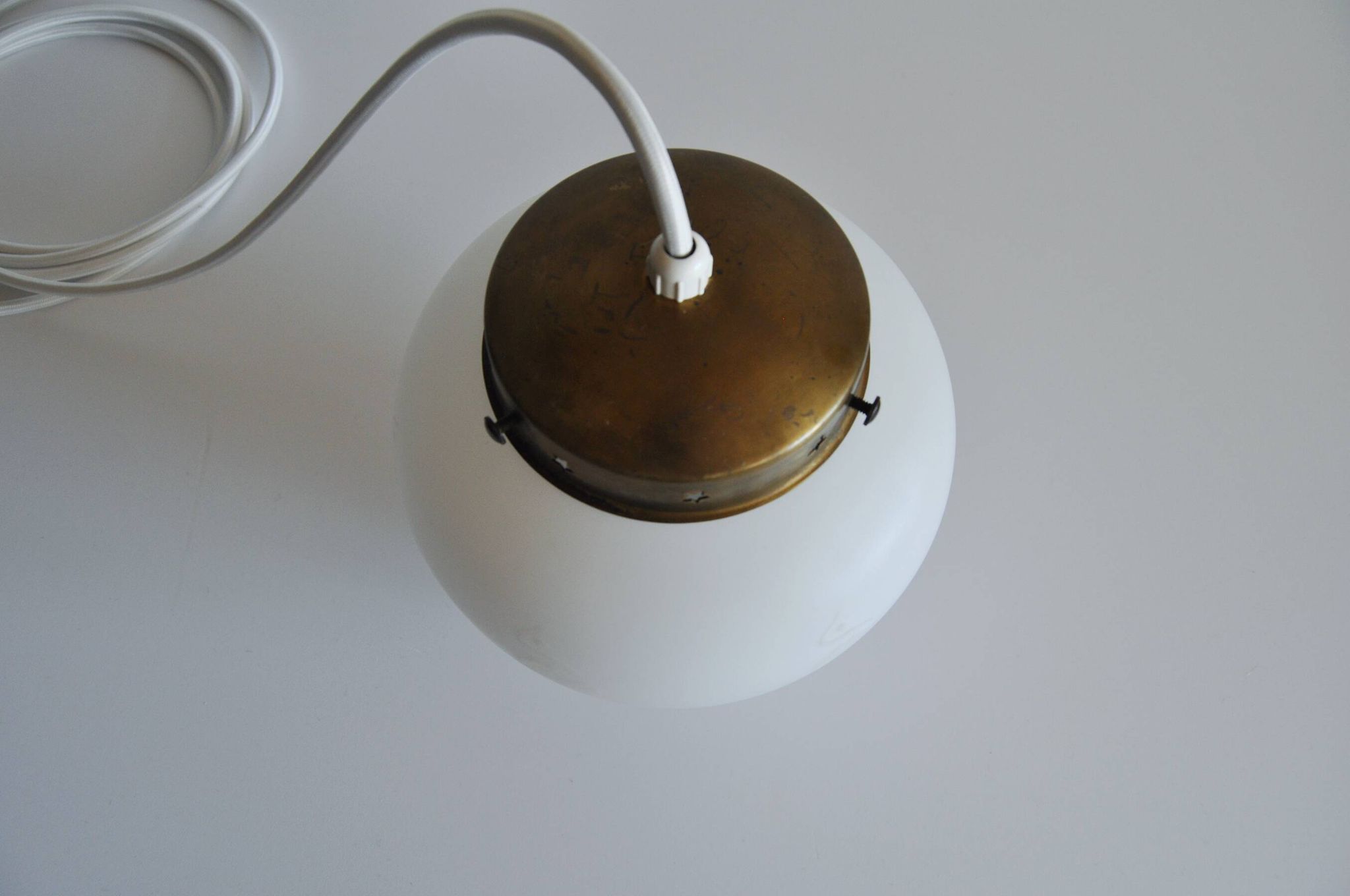 Scandinavian Art Deco Opaline Glass Pendant Lamp, 1930-40s