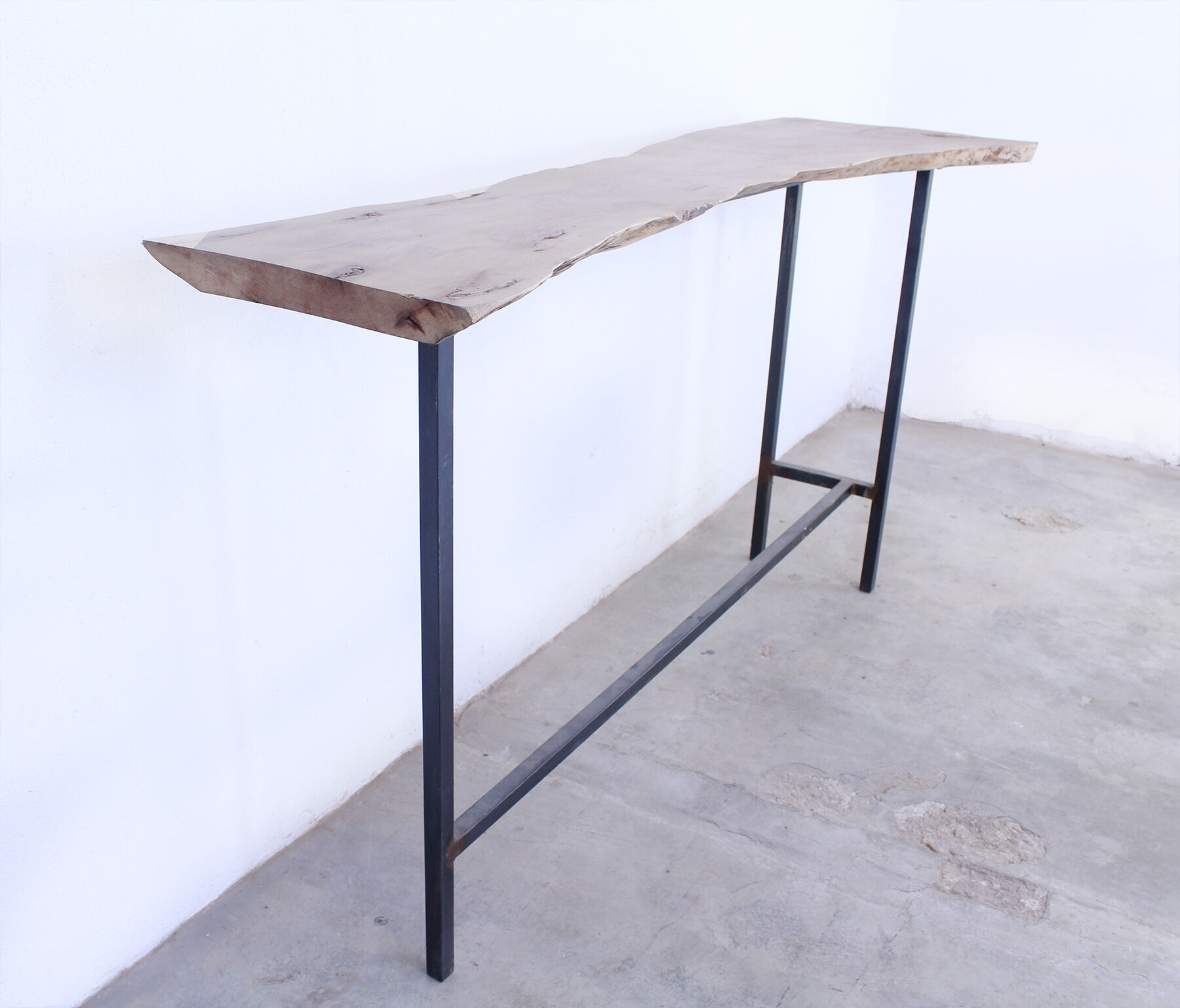 Solid wood console & steel