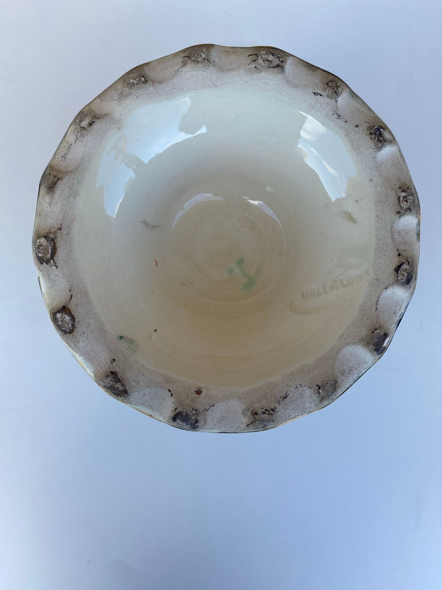Vintage ceramic vase 1960 Vallauris flowers