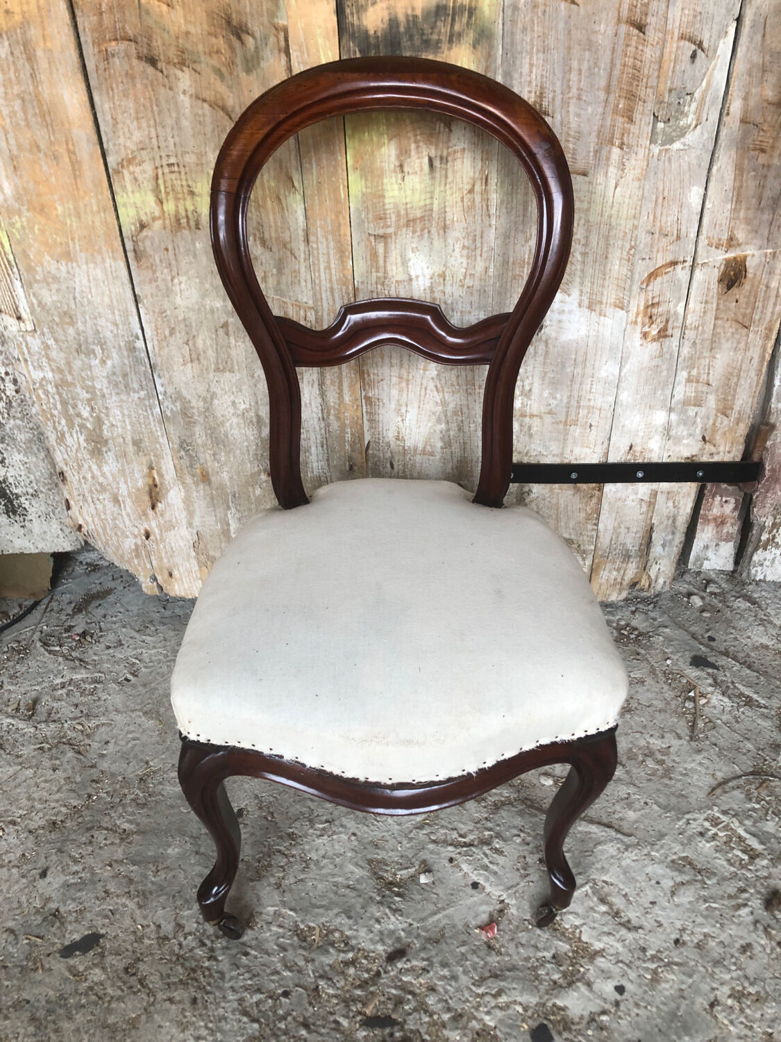 Louis XV style chair in cherry wood and fabric