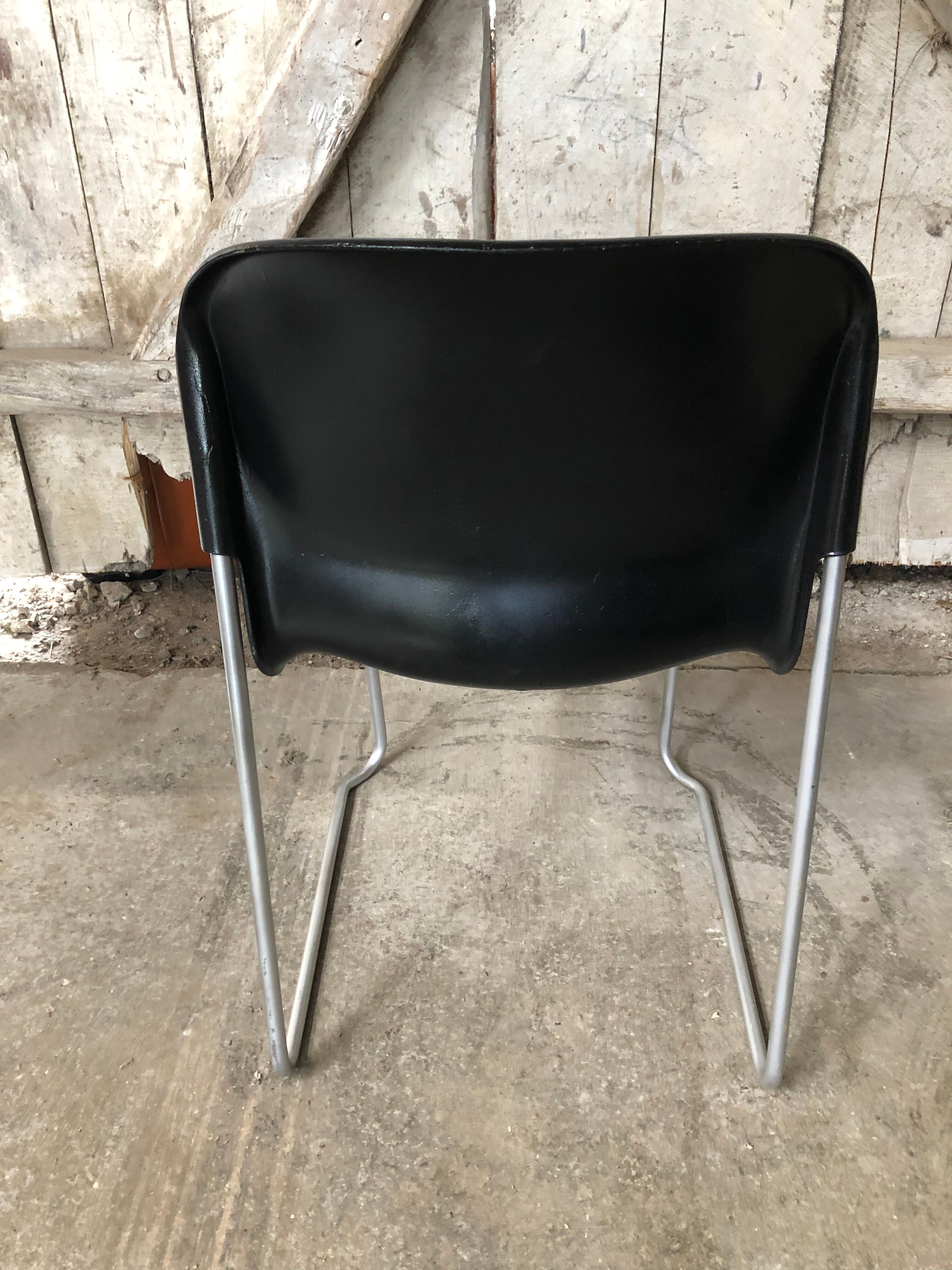 Old chair design drabert sm400k metal + plastic shell black vintage
