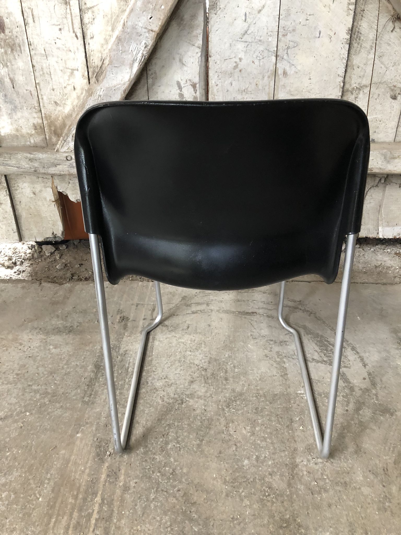 Old chair design drabert sm400k metal + plastic shell black vintage