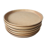 Set de 6 assiettes à dessert artisanales en grès brut