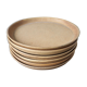 Set of 6 artisanal dessert plates in raw stoneware