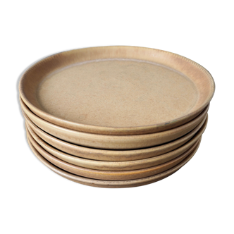 Set de 6 assiettes à dessert artisanales en grès brut
