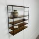 60s wall-mounted string shelf, wood and metal