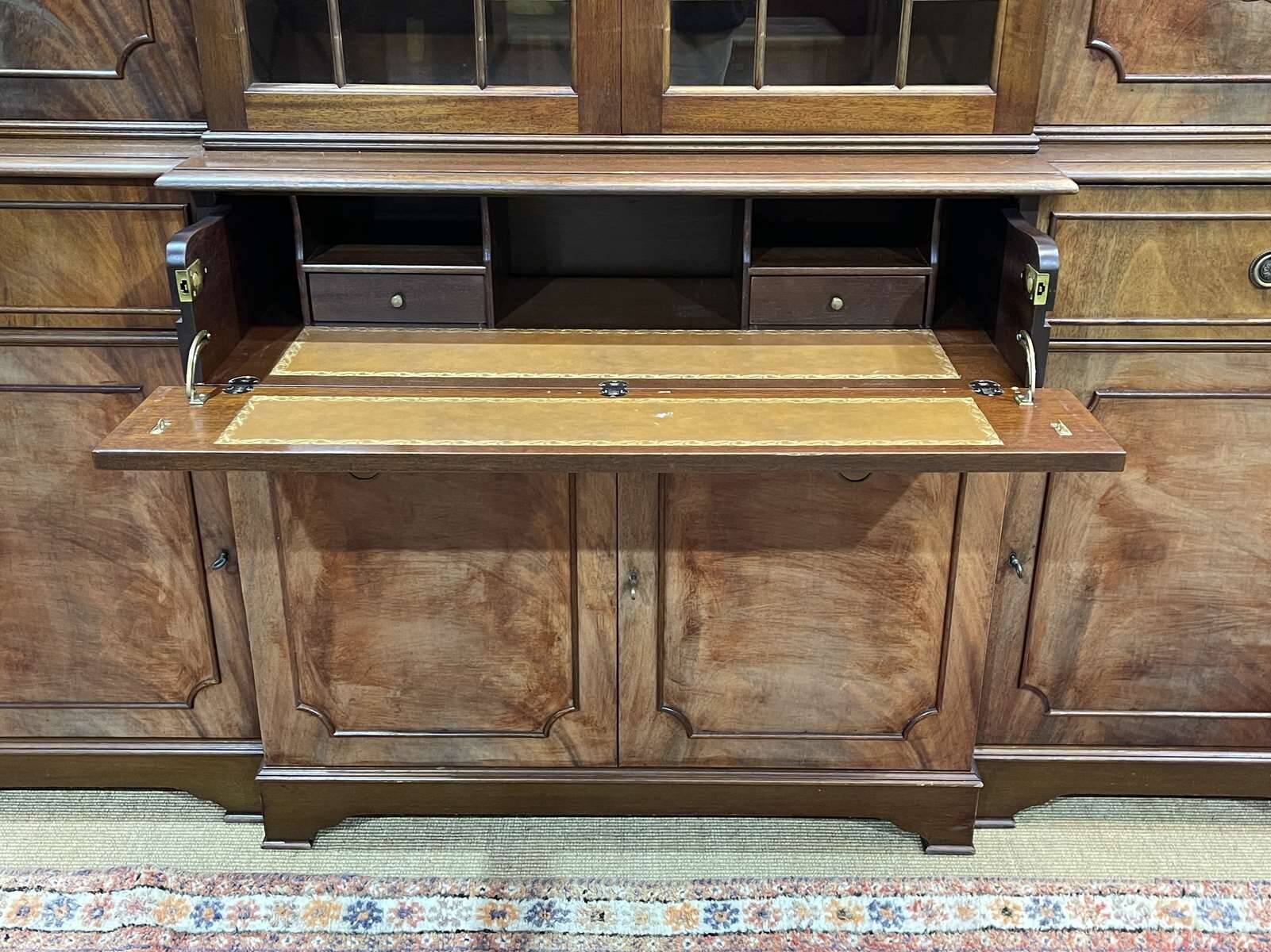 English mahogany secretary bookcase from the 1970s