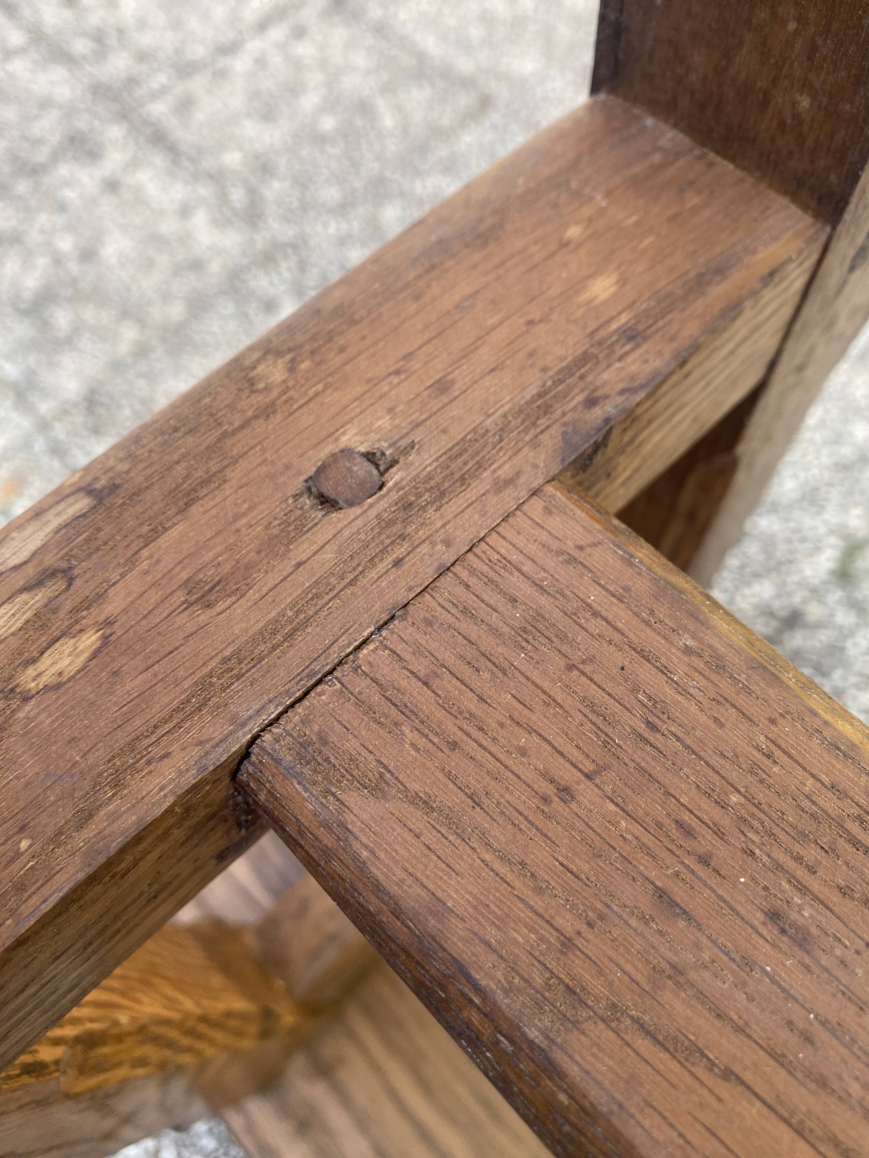 Solid oak farmhouse bench 220cm for rustic farmhouse table 1950