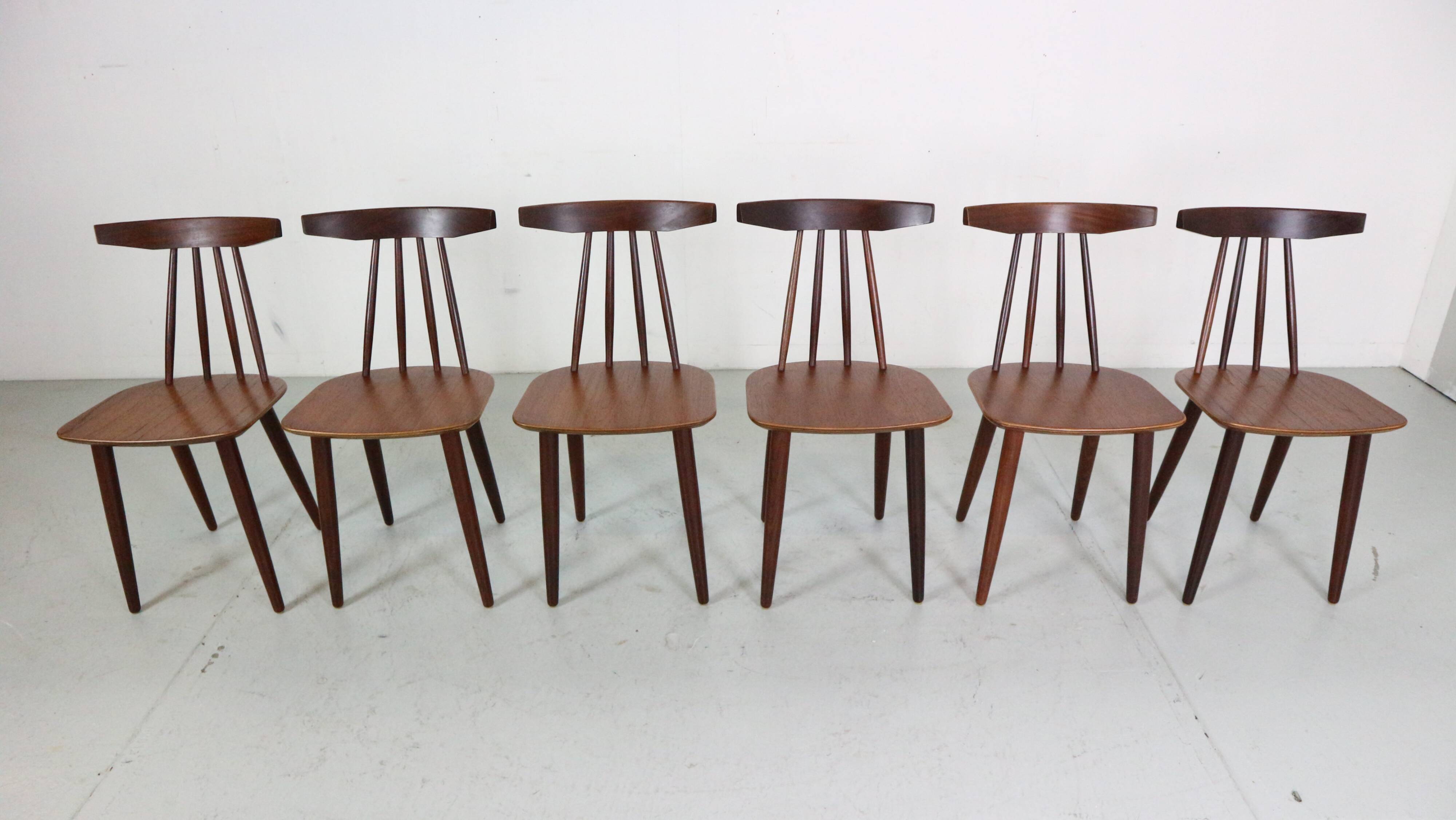 Poul Volther Set Of 6 Dinning Room Chairs "3705" For Fremel Røjle, Denmark, 1960