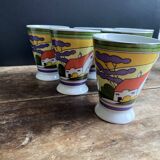 Sublime set of 6 Art Deco coffee/tea cups (circa 1930)
