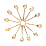 Set of 12 old brass teaspoons