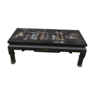 Chinese coffee table lacquer stone