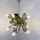 Vintage italian chrome and brass chandelier, 1970s