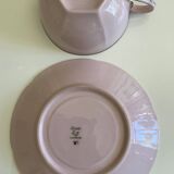 4 Tasses à  café vintage 40 / rose/filet argent
