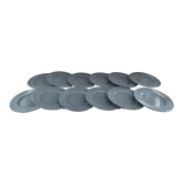 Set of 12 flat plates in blue grey marli ceramic striated in relief