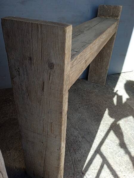 Brutalist console 148 cm old solid wood