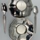 6 GLASSES A THE TURKISH CRISTAL PASBACHE UNDER CUP SPOONFULS JUMBO STAINLESS STEEL 18/8