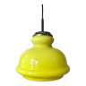 70's lamp, glass lamp yellow, vintage hanging lamp