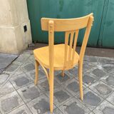 Set of 10 bistro chairs in light beech.