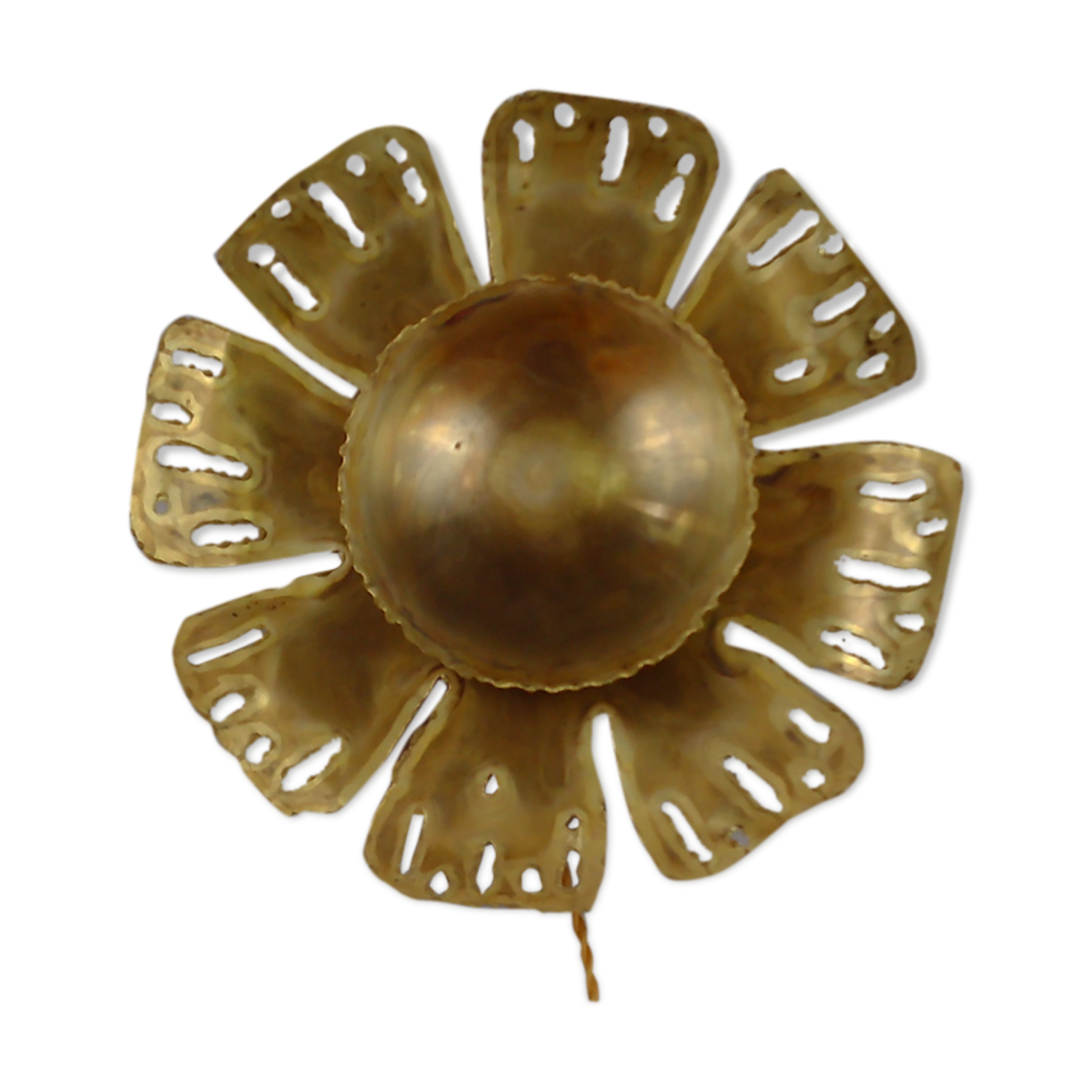 Brass plate flower sconce by Svend Aage Holm-Sörensen for Holm-Sörensen, Denmark.