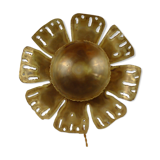 Brass plate flower sconce by Svend Aage Holm-Sörensen for Holm-Sörensen, Denmark.