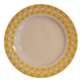 Flat plate - Sarreguemines earthenware factory - Golden yellow border