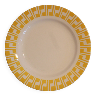 Flat plate - Sarreguemines earthenware factory - Golden yellow border