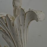 Pair of legs of wood metal table lamps foliage decoration Design: Ivory White