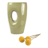 Vintage celadon enamel ceramic vase