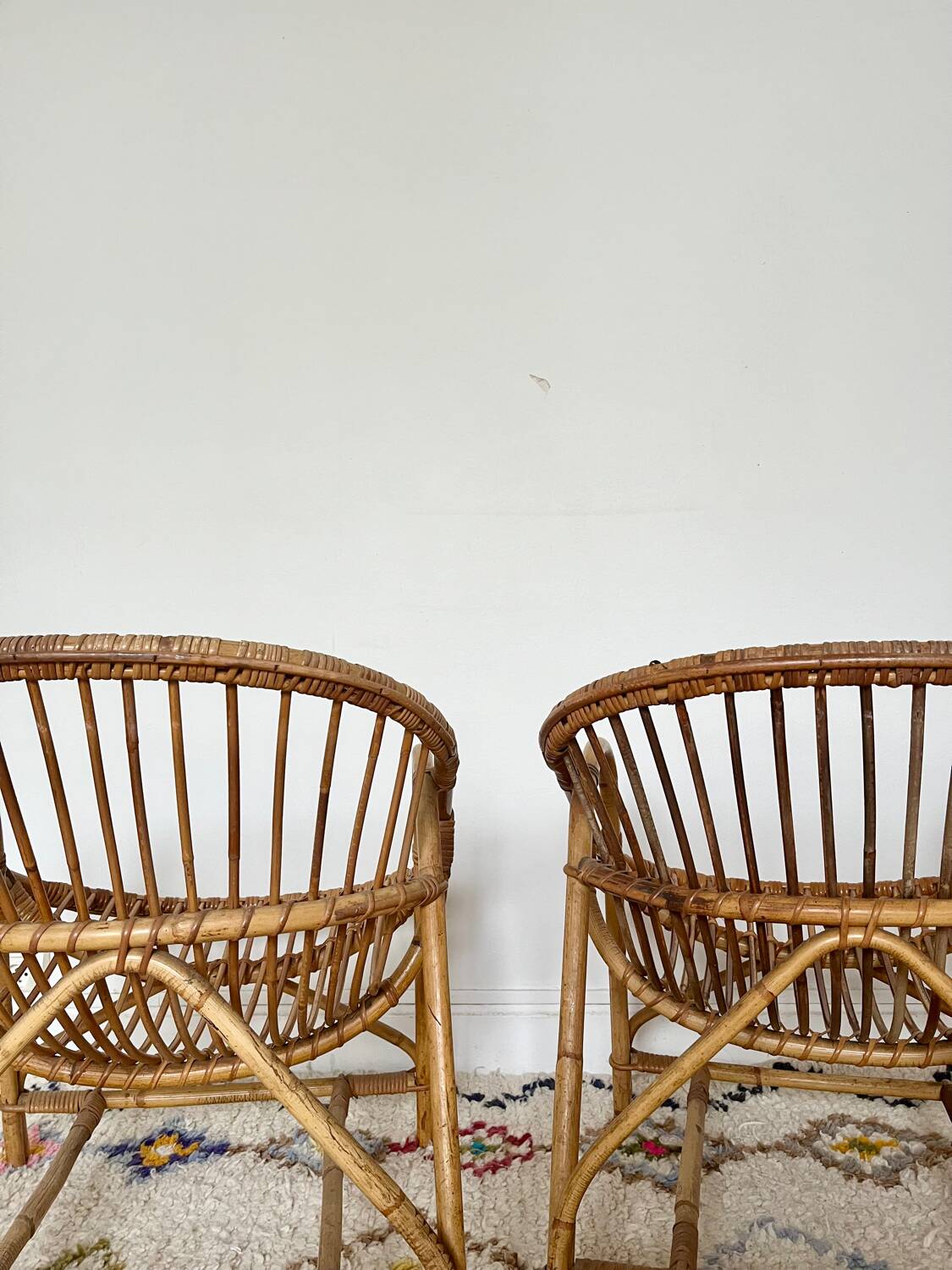 Pair of vintage rattan armchairs