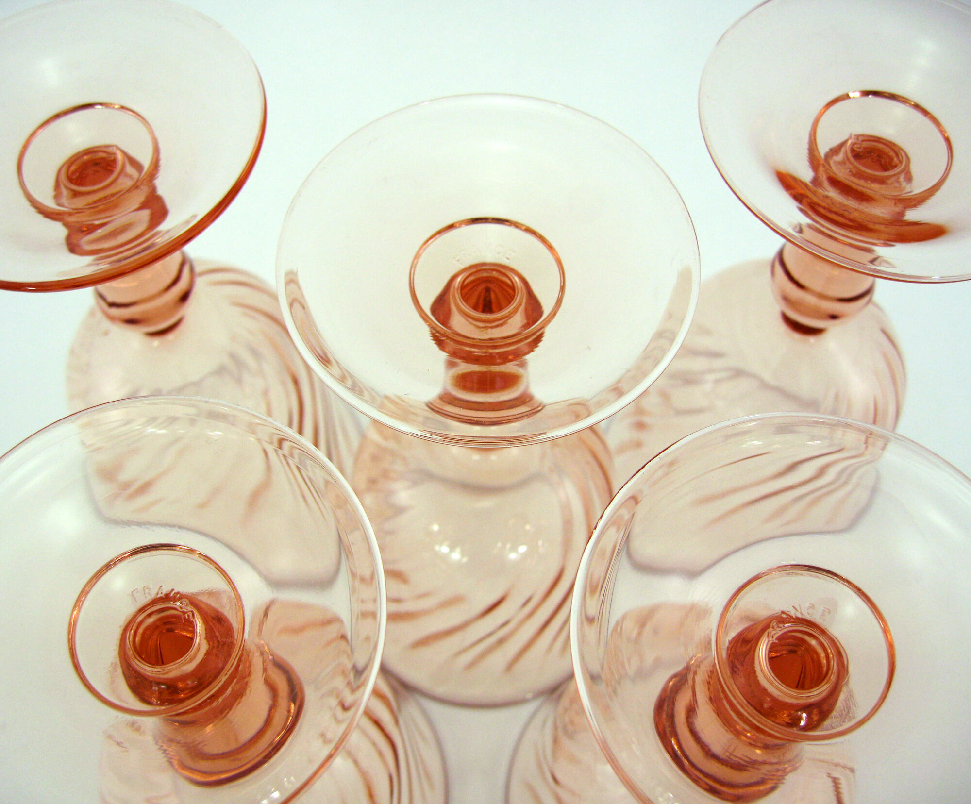 5 stemmed glasses - Rosaline Luminarc Arcoroc France - vintage 80s