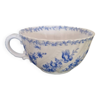 Large vintage porcelain Sarreguemines coffee and cocoa tea cup with flowers