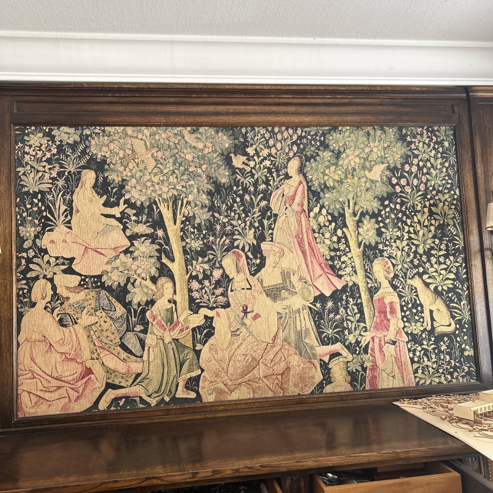 French tapestry of medieval design "gallant festivities"