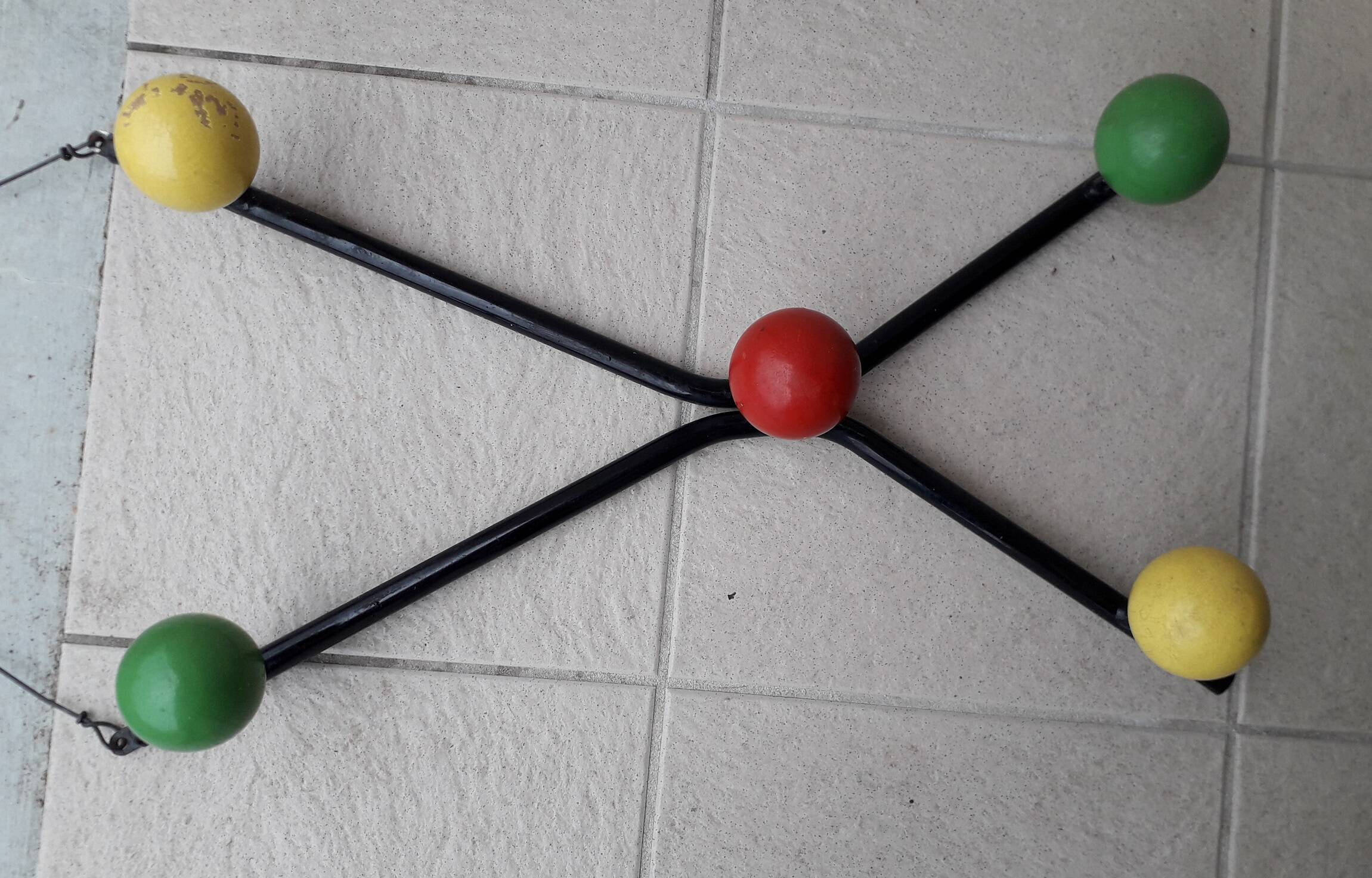 Metal and wood coat rack