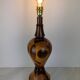 Vintage Marquetry Wooden Table Lamp (1970s) - 57 cm