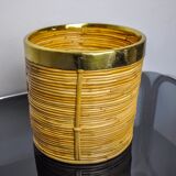 Rattan and brass book basket, Italy, 1970