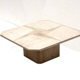 Vintage square travertine coffee table made in the 80s