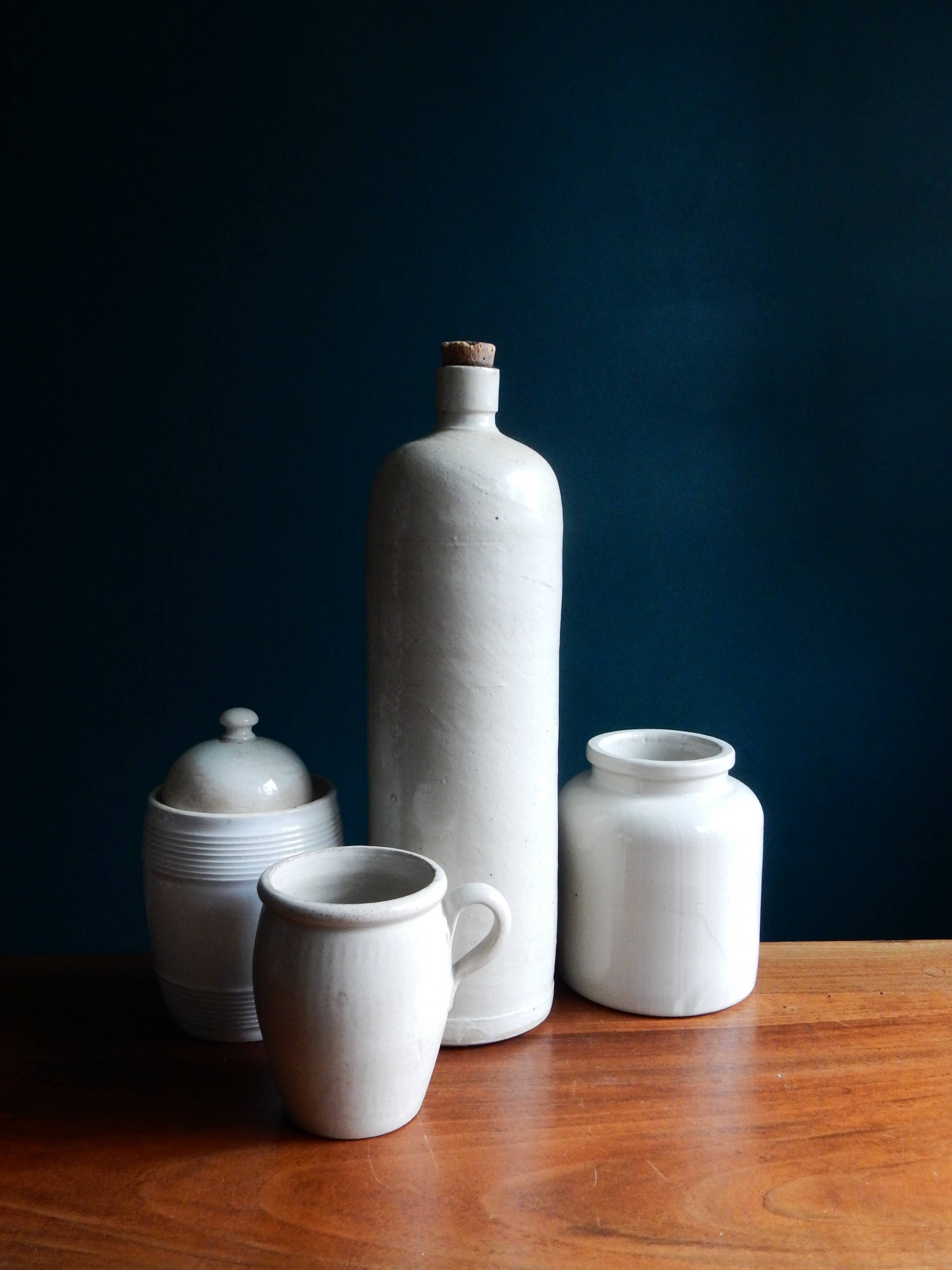 Enamelled grey sandstone bottle