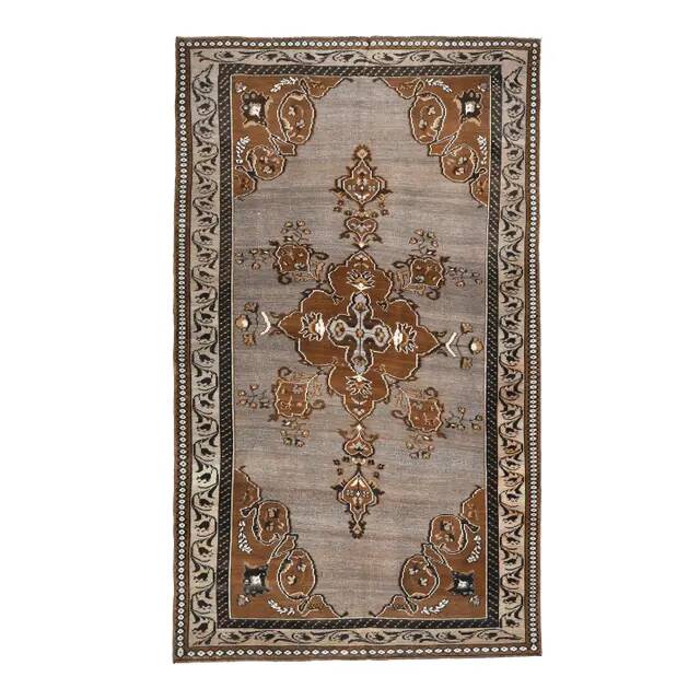 Vintage Turkish Oushak Handmade Wool Cotton Brown Area Rug 193x330