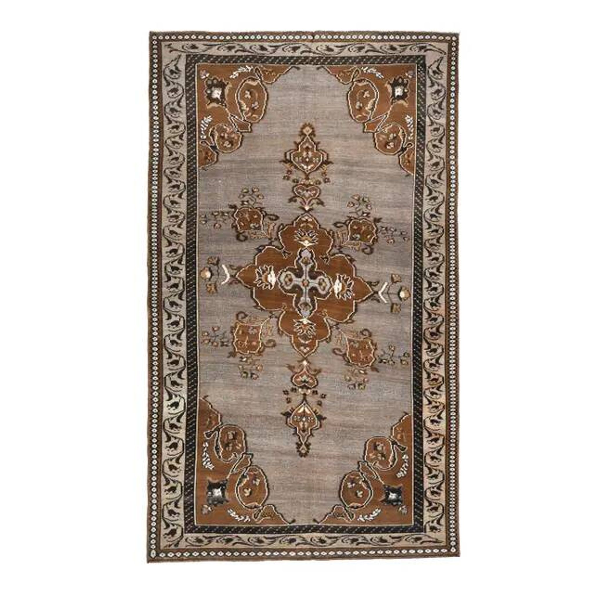 Vintage Turkish Oushak Handmade Wool Cotton Brown Area Rug 193x330